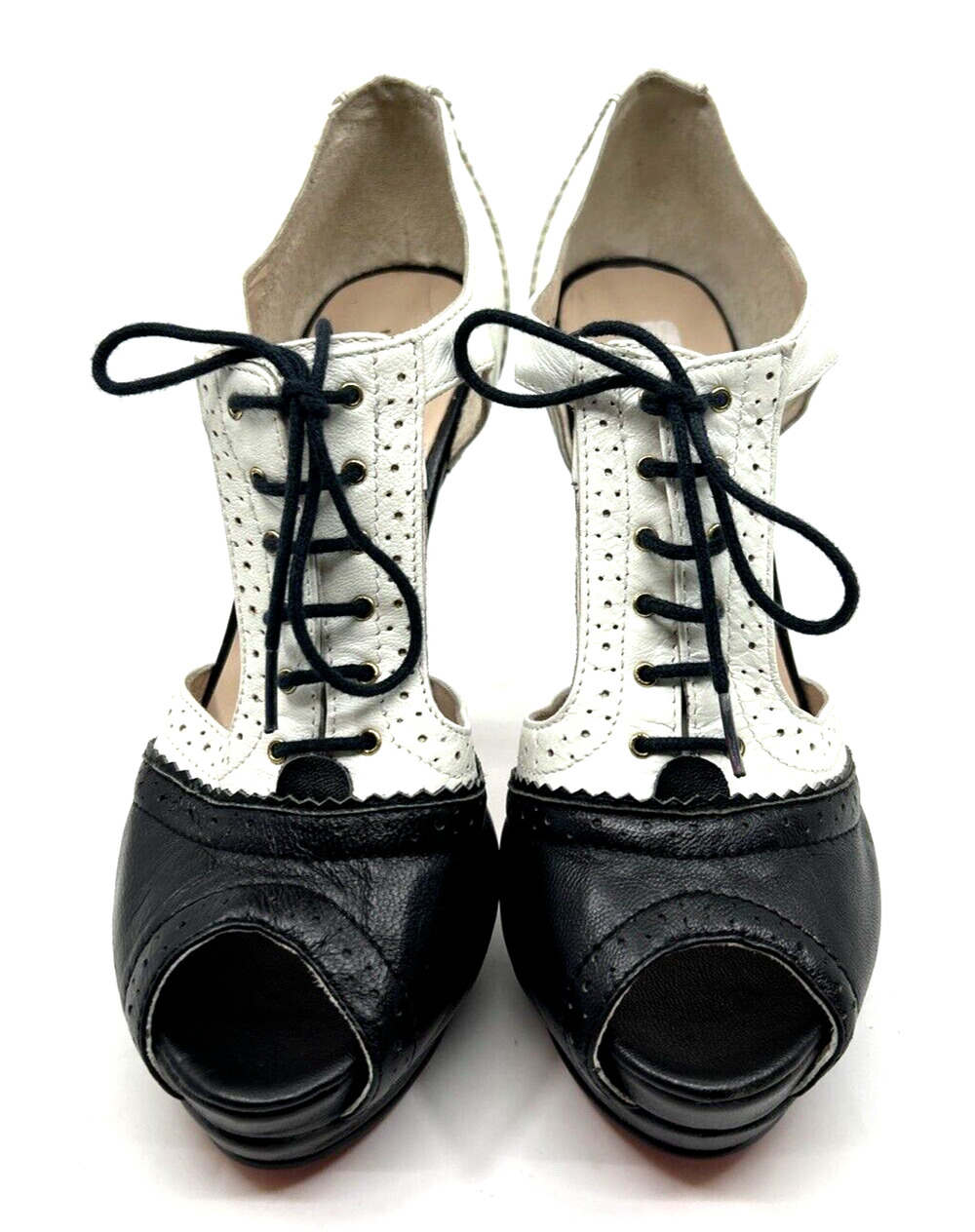 3.1 Phillip Lim Women's Tuxedo Lace Up High Heels SZ 6.5 Leather Peep Toe